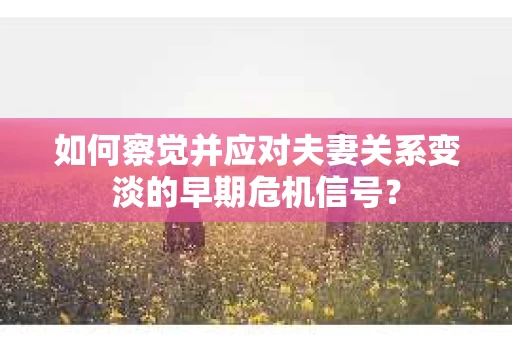 如何察觉并应对夫妻关系变淡的早期危机信号？