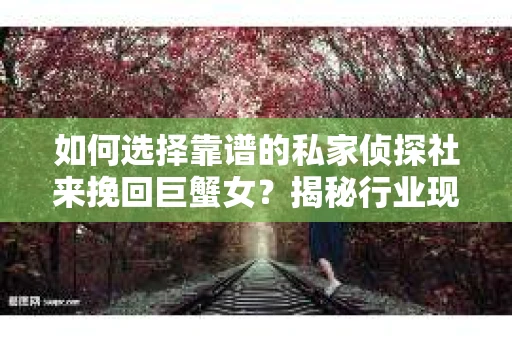 如何选择靠谱的私家侦探社来挽回巨蟹女？揭秘行业现状与陷阱，让你轻松避坑